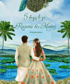 Serene Lotus Pond Wedding Countdown Video with couple standing