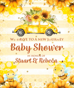 Honeycomb Baby Shower Invitation with Sunflowers
