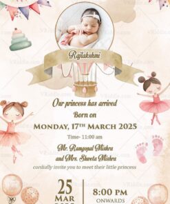 Cute Princess Theme Baby Announcement Card