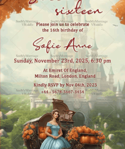 Sweet Sixteen Birthday Invitation in Cinderella Disney theme