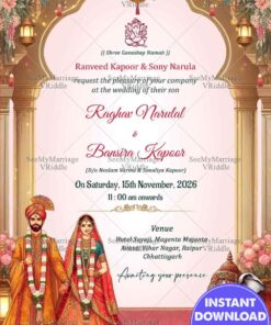Traditional Rajasthani Floral Theme Indian Wedding Invitation Card