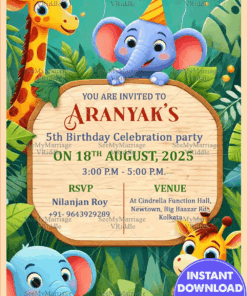 Colorful Jungle Themed Birthday Bash Invitation