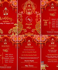 Royal Red Indian Wedding Invitation Suite with Jewels