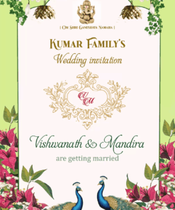 Majestic Peacock-Themed Wedding Invitation Video with Floral Design and Add Photo Background