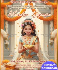 Orange theme Half Saree Invitation