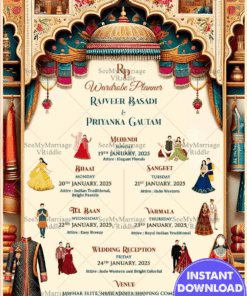 Regal Rajasthani Wedding Wardrobe Planner Invitation