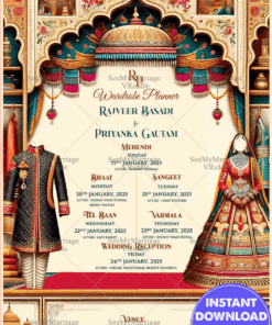 Royal Rajasthani Wedding Wardrobe Planner Invitation