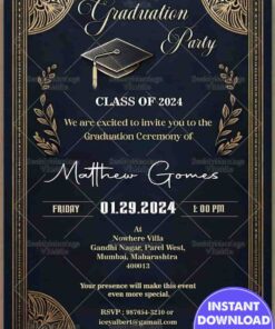 Sophisticated Graduation Celebration Invitation with Navy Blue Theme Background
