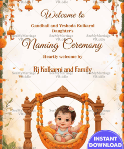 Welcome to the Joyous Naming Ceremony Banner with Marigold Decor Theme Background