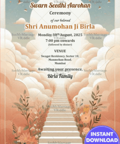 Heavenly Ascend Swarn Seedhi Aarohan Ceremony Invitation with Pink Theme and Pathway Background
