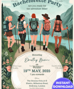 Mountain Trail Bachelorette Party Invitation with Lush Greenery Background