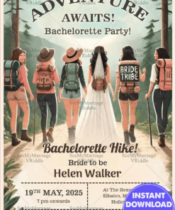 Nature Hike Bachelorette Party Invitation with Forest Theme Background