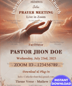 Online Prayer Meeting Invitation Card with Sunlit Scene Theme Background