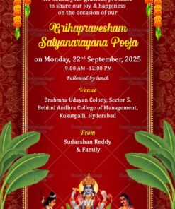 Grihapravesham and Satyanarayana Pooja Invitation Card