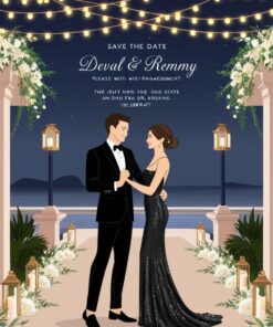 Elegant Celebration Save the Date Card Starry Night Dance Theme