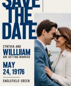 Modern Elegance Save the Date Card Bold Typography with Couple Photo