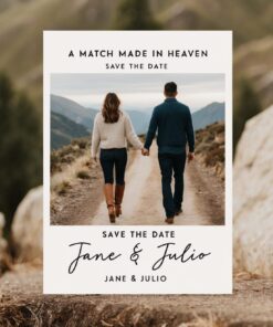 Rustic Romance Save the Date Card Mountain Path Design with Couple