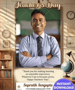 Beautifully Designed Teachers Day Greeting Card with Appreciation Message and Add Photo Background