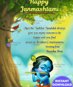 Brindavani Theme Krishnashtami Greeting Card