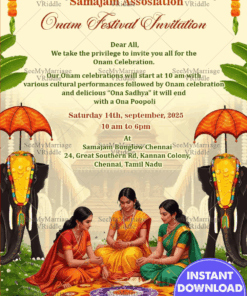 Cultural Onam Festival Invitation Card with Traditional Kerala Elements
