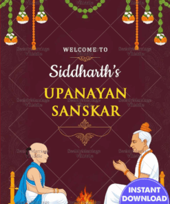 Maroon Upanayan Ceremony Poster Personalized Sacred Ritual Design