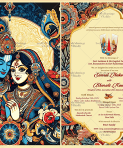 Radha Krishna Wedding Invitation in Kalamkari Art