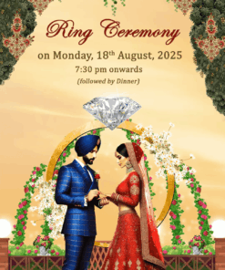 Royal Indian Sikh Wedding Invitation Video with Floral Arch Theme and Romantic couple Illustration