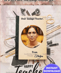 Teachers Day Greeting Card with Appreciation Message and Add Photo Background