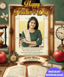 Teachers Day Greeting Card with Heartfelt Message and Add photo Background