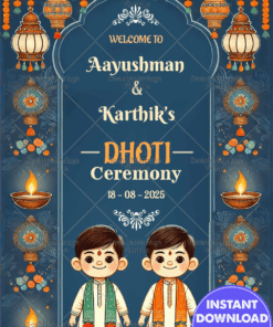 Teal Dhoti Ceremony Poster Personalized Traditional Event Design