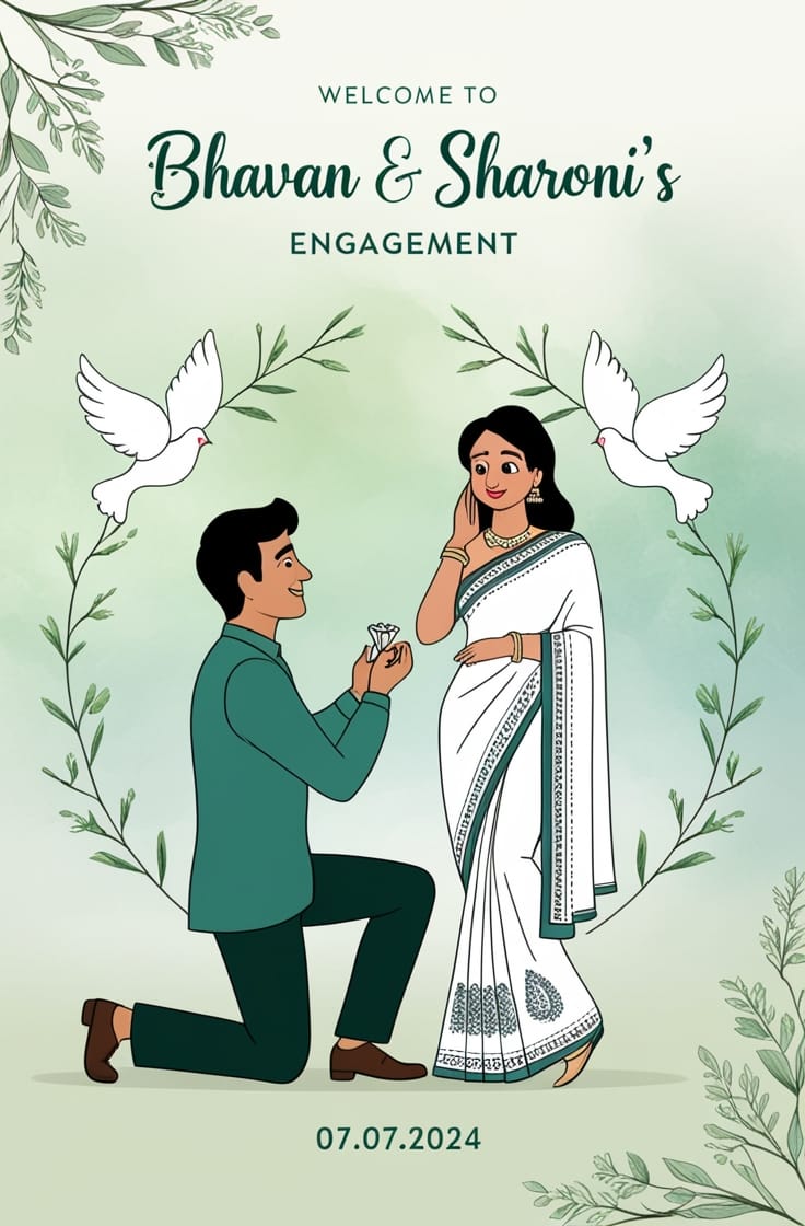 Romantic Proposal Bhavan & Sharoni's Engagement Poster - Image 2
