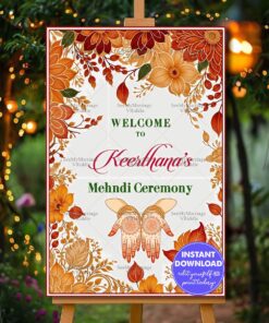 Autumn Blossom Mehndi Ceremony Welcome Poster