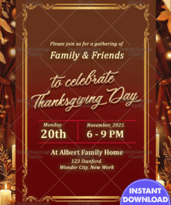 Autumn Feast Thanksgiving Dinner Party Invitation