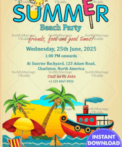 Coastal Fiesta Theme Summer Beach Party Invitation Card