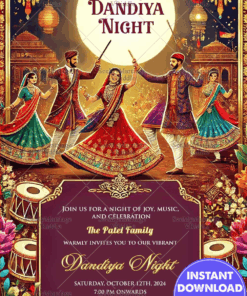 Colorful Dandyia Night Invitation Card with Floral Theme background