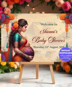 Colorful Saree Grace Baby Shower Welcome Poster