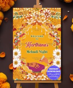Crimson Bloom Mehndi Night Welcome Poster