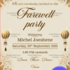 Golden Butterfly Farewell Party Invitation Card with Air Balloons Theme