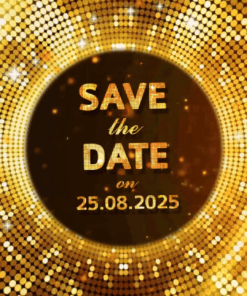 Golden Sparkle Save the Date Wedding Invitation Video with Add Photo Background