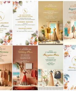 Grand Wedding Wardrobe Planner Collage Card with Floral Accents and Multiple Events Included