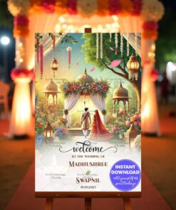 Nature Splendor Theme Marathi Wedding Ceremony Welcome Poster