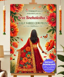 Nature Theme Half Saree Ceremony Welcome Poster