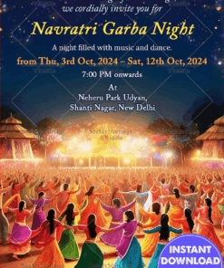 Navratri Garba Night Celebration Invitation Card with Dance Under the Stars