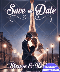 Paris Romance Eiffel Tower Save the Date Card