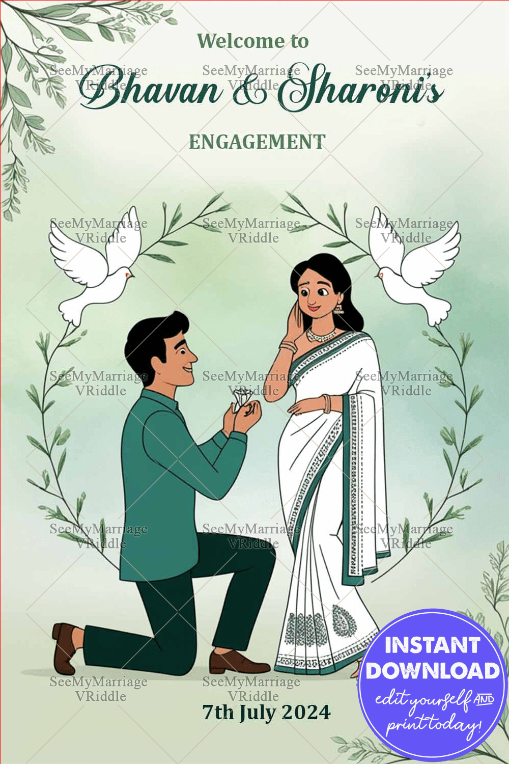 Romantic Proposal Bhavan & Sharoni's Engagement Poster