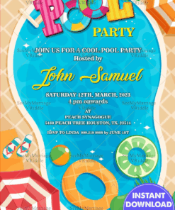 Summer Splash Theme Pool Party Invitation Card