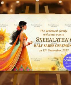 Sunflower Theme Half Saree Ceremony Welcome Poster