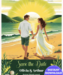 Sunset Stroll Save the Date Beach Card