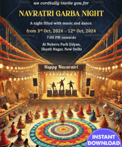Traditional Dance Theme Navratri Garba Night Celebration Invitation Card