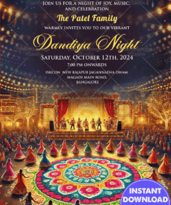 Vibrant Dandiya Night Festival Celebration Invitation Card